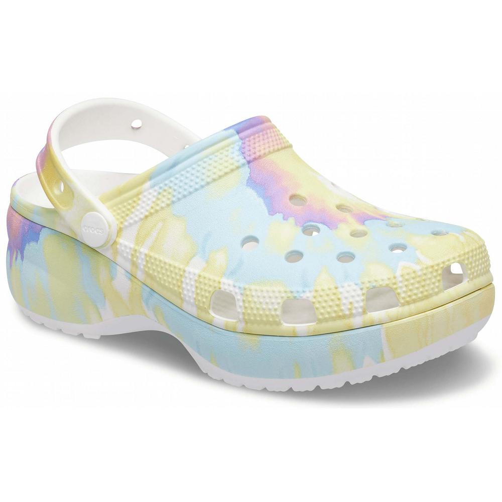 Compensées Crocs Classiche Plateforme Tie-Dye Graphic Clog Femme Multicolore | France 0639GSOL